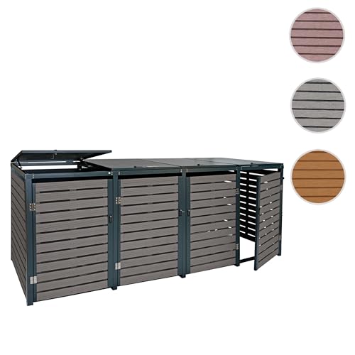4er Mülltonnenverkleidung HWC-K14, Mülltonnenbox Mülltonnenabdeckung, 119x264x84cm WPC Metall 130kg - anthrazit