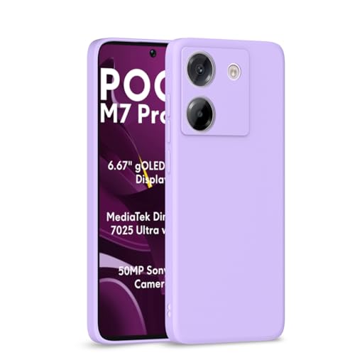 Image of Outlouders Back Cover for Poco M7 Pro 5G | Camera Protection | Durable Soft Matte Silicone Bumper Case (Purple)