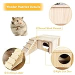 Fhiny Wooden Hamster Hideout for Small Animal, Gerbils Chamber Hut with Ladder Habitats Decor, Maze Climbing Toys for… - Image 3