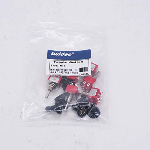 Twidec/6Pcs Mini Momentary Toggle Switch DPDT 3 Position 6 Pins (0N)-Off-(ON) Miniature Toggle Switch AC 5A/125V 2A/250V Car Boat Switches with Waterproof Cap MTS-223-MZ
