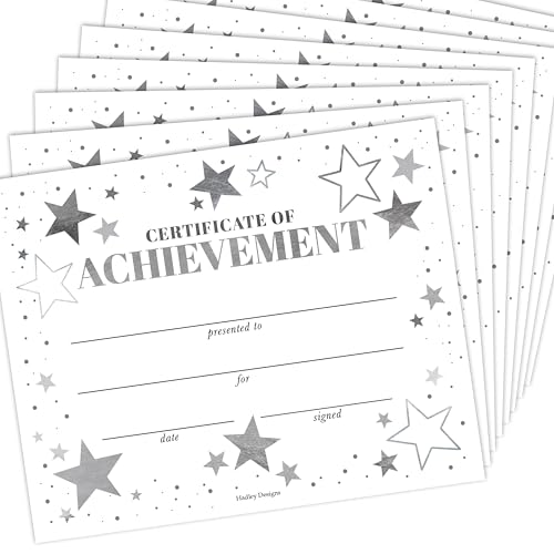 Classroom Award Certificates for Students -25 Certificate of Achievement Awards, Gold Star Certificate Paper, Preschool Graduation Certificates for Kids, Kindergarten Diploma, Star Student Honor Roll