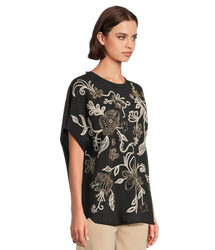 Johnny Was Women's French Terry Poncho, Black2