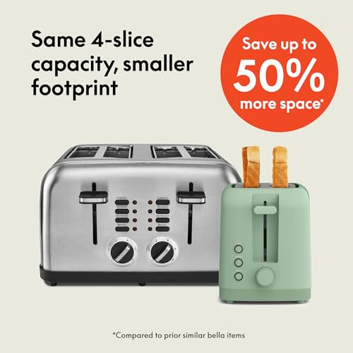 bella Fits-Anywhere™ Slim Toaster, 4 Slice Extra Long & Wide Slot, Seaglass - Image 3