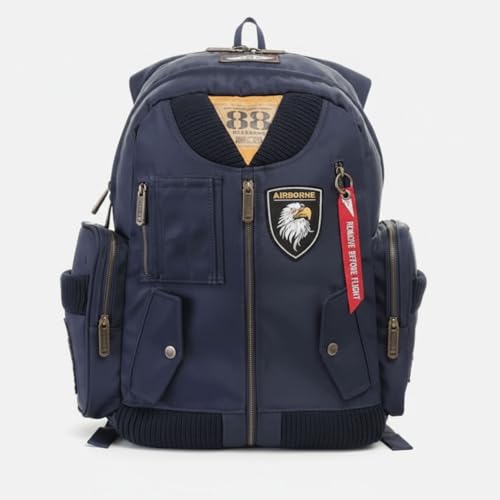 Airborne MA-1 Bomber Jacket Style Backpack: Laptop,Pockets for Phone/Charger/iPad, Twin