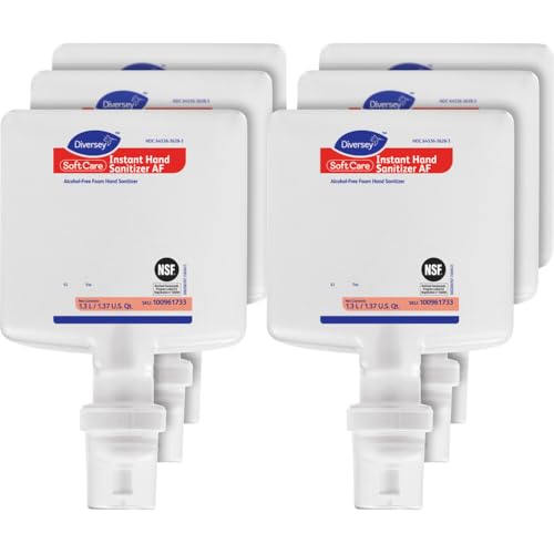 Image of Diversey Soft Care Instant Hand Sanitizer, Alcohol Free Foam, 1.3 L, 6 Pack | Benzalkonium Chloride Formula, NSF E3 Certified, Quick Drying, Gentle On Sensitive Skin, Fresh Linen Scent