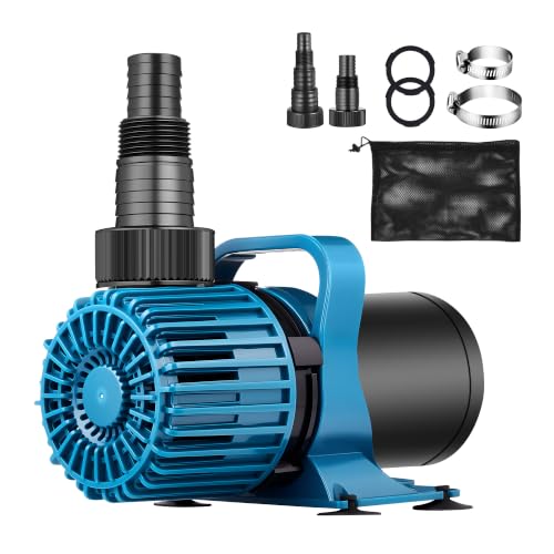 Image of TONGCHANT Pond Pump for Fish Pond Fountain & Waterfall, 2700 GPH 15FT Lift | 120W Submersible water pump, ultra quiet motor, 180 rotatable outlet, filter bag, 20FT cord, UL listed