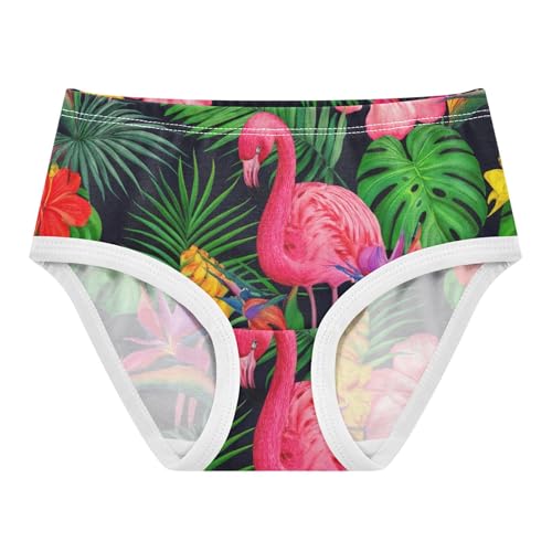 Florals Girls Underwear Toddler 2t Cotton Little Girl Panties Vivid Pink Flamingos Green Leaves Kids Briefs Undies