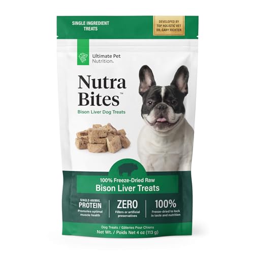 ULTIMATE PET NUTRITION Nutra Bites Freeze Dried Raw Single Ingredient Training Treats Food Topper for Dogs, 4 Ounces, Bison Liver ULTIMATE PET NUTRITION Nutra Bites Freeze Dried Raw Single Ingredient Training Treats Food Topper for Dogs, 4 Ounces, Bison Liver