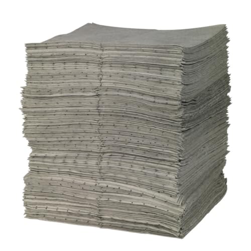 SPC® by Brady Feuilles Absorbantes Universelles – Lot de 200 Feuilles Grises, Épaisses, 1 Couche, Alvéolées et Prédécoupées, 40 cm x 50 cm, Pour Huiles, Eau, Solvants et Liquides de Refroidissement