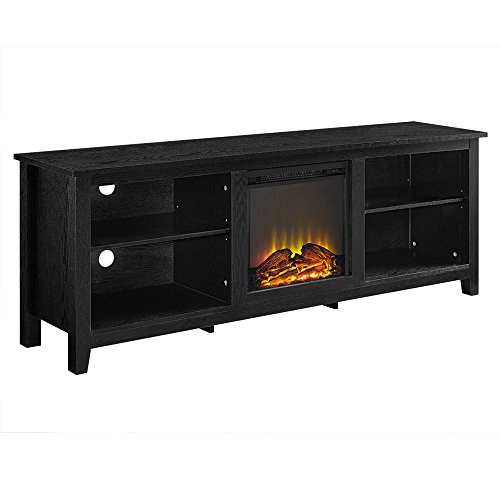 Walker Edison Wren Classic 4 Cubby Fireplace TV Stand for TVs up to 80 Inches, 70 Inch, Black On Sale At Amazon.com