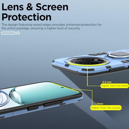 Image of Pikkme D5 Tough Armor Back Cover | 360 Protection Case | Ring Holder Stand Bumper Case for Oppo F27 Pro Plus 5G (Blue)