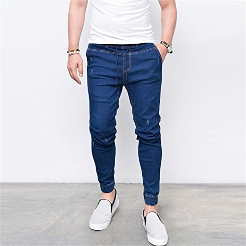 JEsilunmaMY Men's Drawstring Stretchy Denim Pants Elastic Waist Distressed Casual Skinny Jeans Slim Washed Ankle Pencil Jeans2