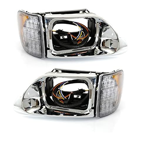 P SEPEY Headlight Housing Bases for International 9200, 9200i SBA, 5900, 5900i, 5900i SBA, 9400, 9400i Trucks, with Headlamp Front High and Low Beam Turn Signal, without LED Corner Lamp, a pair Cover