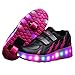 Feidaeu Garçons et Filles LED Baskets Lumineuses Quatre Saisons Patins universels Patins Confortables Chaussures décontractées en Cuir Patins à roulettes