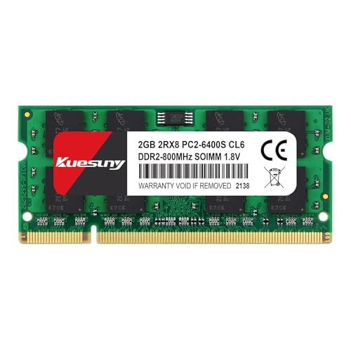 {Memoria Ram Pc2-6400S Memoria Ram Pc Kuesuny 2GB PC2 6400 2Rx8 PC2-6400S CL6 DDR2 SODIMM 800MHZ 1.8V DDR2-800 200pin Non-ECC Memoria RAM para computadora...