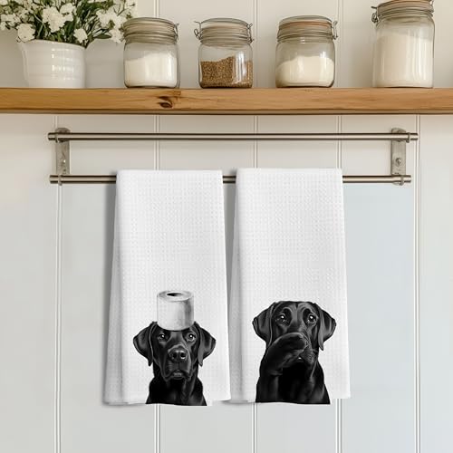 Funny Black Labrador Retriever Hand Towels for Bathroom Decor Set of 2, Black Lab Gifts,Dog Mom Gifts, Dog Bathroom Decor, Funny Kitchen Towels, 16x24 Inches - Image 4