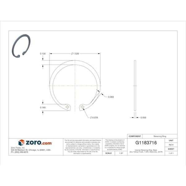 Value Brand, DHO-60ST PA, Retaining Ring, Int, Bore Dia 60mm