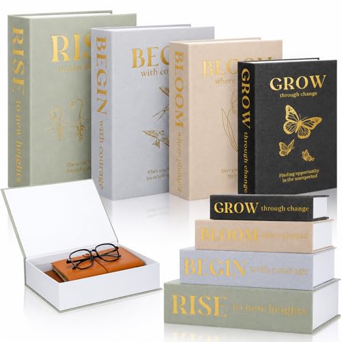 Sabary Set of 4 Decorative Books Box, Elegant, Inspirational Themes
