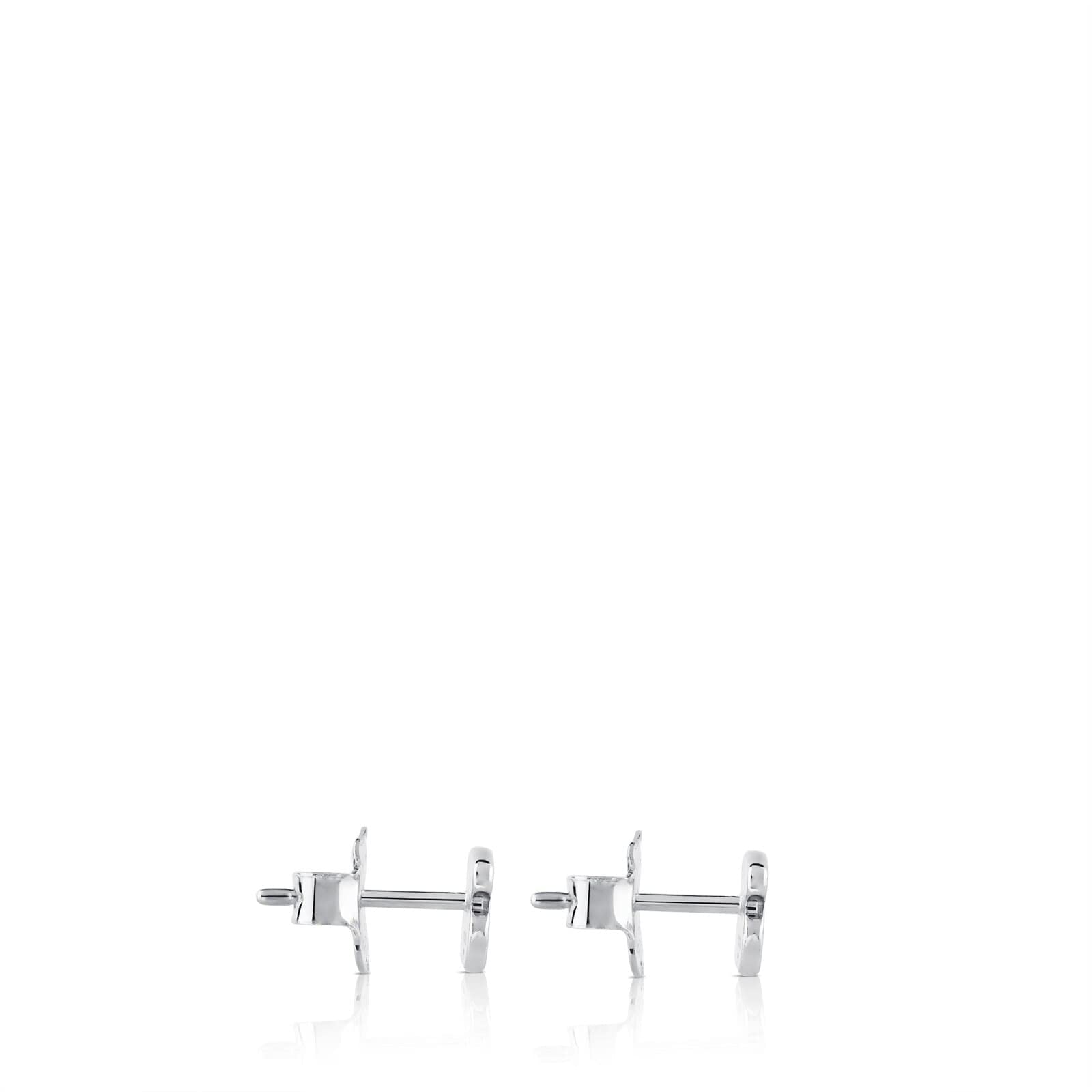 TOUS Pendientes de Plata de Primera Ley para Mujer con Motivo Oso de 0.6 cm y Cierre de Presión, Simple y Versátil, Colección Muffin