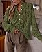 PRETTYGARDEN Women's Dressy Casual Lace Blouse Long Sleeve Button Up Shirts Tops Spring Fall Fashion Clothes (Army Green,Large)