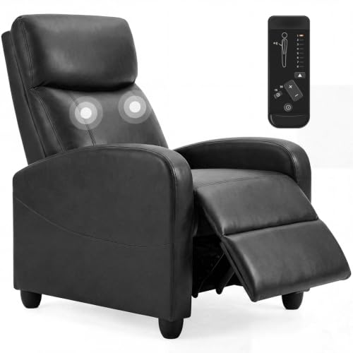 Image of Massage Recliner Chair, Recliner Sofa Fabric for Adults, Recliners Home Theater Seating with Lumbar Support, Reclining Sofa Chair for Living Room, Ink