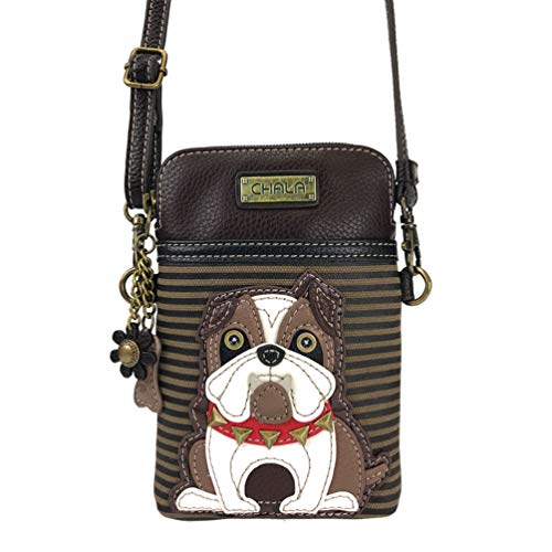 Image of CHALA Dog Collection Cell Phone Crossbody Purse-Women PU Leather /Canvas Multicolor Handbag with Adjustable Strap