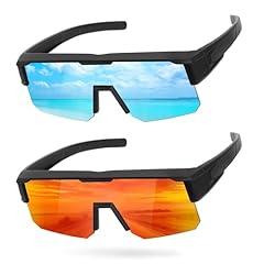 2pcs Black Frame/Ice Blue Mirror+black Frame/Red Mirror