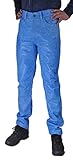 Fuente Kristall Sehr hochwertige Slim fit Lederhose lang Herren/Damen eng- Lederjeans - Echt Leder softes Lammnappa, Lederhose Jeans 501 Blau antik- Motorrad Lederjeans (42, Blau)