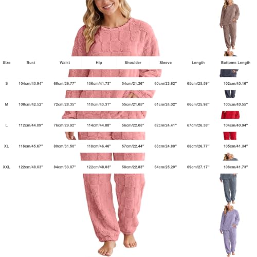 dyiozbga Warm Pajamas for Women Set Fuzzy Comfy Winter Loungewear Pink L - image 4