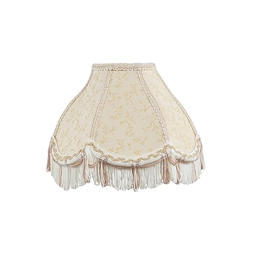 Image of Aspen Creative 55007 Handsewn Scallop Dome Transitional UNO Fringe Lamp Shade in Butter Cream, 4 inch Top x 10 inch Bottom x 7 inch Height, Slip UNO 33mm