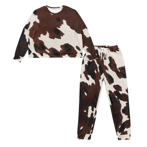 Image of Women's Pajamas Set Soft 2 Piece Loungewear Long Sleeve Pj Set Matching Sleepwear with Pockets for Women Plus Size