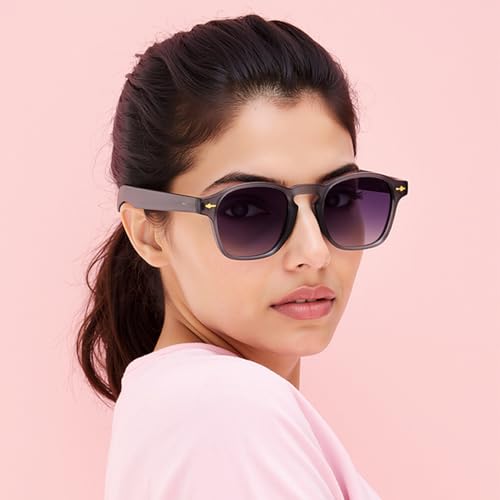 Image of VINCENT CHASE EYEWEAR Polarized and 100% UV Protected | Branded and Stylish Sunglasses | Matte Black - Grey Square Full Rim Square | Season Essentials | For Men & Women | Large | VCS000559