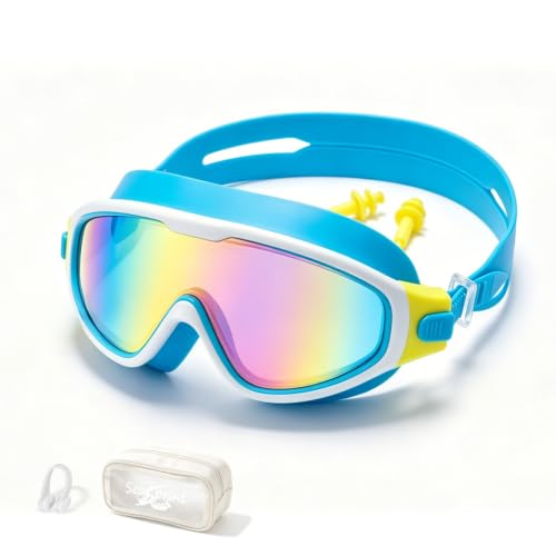 Image of Swim Goggles for Kids 6-12, Wide View Anti-Fog UV Protection No Leaking,Boys Girls Youth Swimming Goggles
