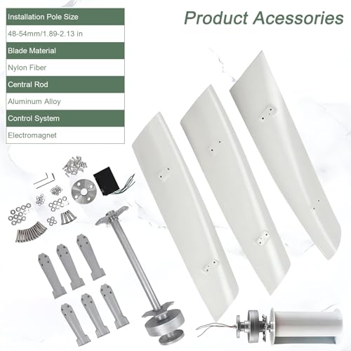 Kit De Turbina Eólica De Eje Vertical De 100 W Y 12 V/24 V con Controlador Y Aspas, Generador Trifásico con Rueda Auxiliar para Uso Doméstico, Casas Móviles, Cenadores Y Aplicaciones Marinas