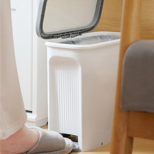 Caneca de basura con pedal y tapa gris para cocina o baño miniatura 4