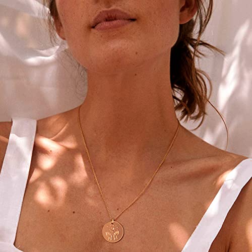 MEVECCO Constellation Disc Coin Necklace 18K Gold Plated Dainty 12 Constellation Personalized Pendant Necklace Gifts3