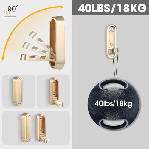 image for Dntorx Folding Coat Hooks, 2 Pcs Foldable Gold Wall Hooks Heavy Duty F