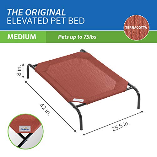 Image of Coolaroo Original Elevated Dog Bed - Breathable Off-The-Ground Pet Bed with Cooling Fabric, Joint Relief & Moisture-Resistant Fabric, 100% Recyclable, Easy Clean, Terracotta, Medium