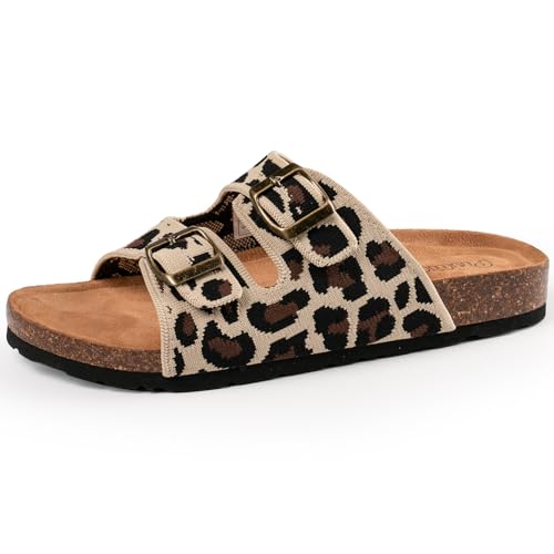 Women's Comfy Arch Support Cork Footbed Adjustable Knitting Straps Indoor and Outdoor Slides Sandals2