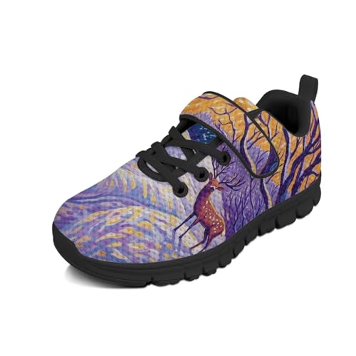 Christmas Kids Running Shoes Boys Girls Lightweight Breathable Sports Shoes Non-Slip Sneakers Hook-and-Loop Strap Shoes for Little Kid SizeUS11-15