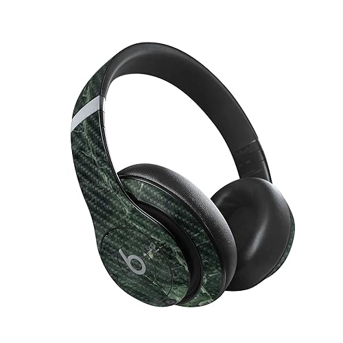 Image of MightySkins Carbon Fiber Skin Compatible with Beats Studio Pro - Green Marble | Protective, Durable Textured Carbon Fiber Finish | Easy to Apply
