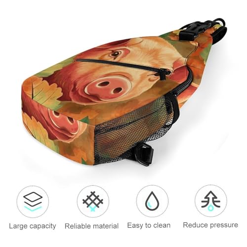 Bolso cruzado Piggy And Autumn Leaves 38x20 cm miniatura 5