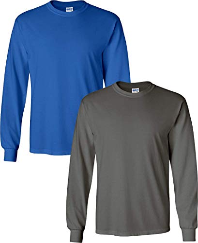 Gildan Lot de 2 t-shirts Ă manches longues en coton pour homme Style G2400 - - Taille L