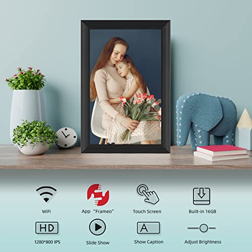 Frameo Wifi Digital Photo Frame, 10.1 Inch Digital Picture Frame, 1280X800 Ips Lcd Touch Screen, Auto-Rotat Built In 16Gb Memory, Share Moments Instantly Via Frameo App From Anywhere, New Model Black #TOP2