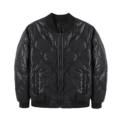 Image of BAICAIYU Kids Puffer Jacket Leather Lightweight Boys and Girl Winter Outerwear Waterproof Zipper Cardigan School Coat
