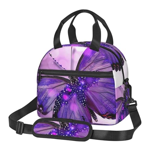 バタフライ付き断熱ランチバッグ 1プリント 男女兼用 再利用可能 保温クーラー ランチトートバッグ 仕事 ピクニック 旅行 ビーチ 釣り