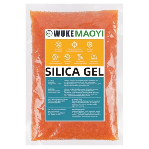 400g Silica Gel Reutilizable, Gel de Sílice, Perlas Desecantes Bolsas Silicagel de Deshumidificador con Indicador de Humedad de Color, Naranja a Verde