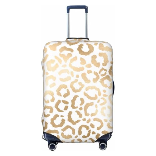 Elegant Gold White Leopard Cheetah Animal Print Luggage Cover, Protective Washable Suitcase Cover - Travel High Elastic Fibers Suitcase Protector Fits Small