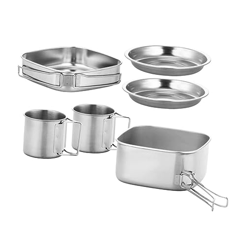 Happyyami Multi-Function Outdoor Cooking Kit 1 Set Portable Camping Pot Skillet and Plate for Campers Hiking and Picnics