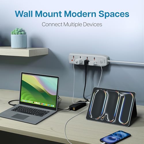 Image of Geonix PowerSpan S4 Pro | Extension Board with 4 Universal Sockets with on Off Button, 3mtr Long Copper Cable, 2500 Watts, 10 Amp Multi Plug for Office & Home Appliances (White)